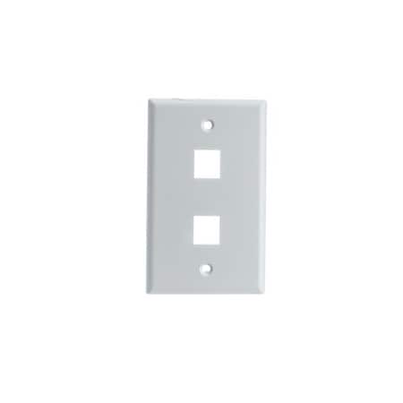 Cable Wholesale Keystone Wall Plate, White, 2 Port, Single Gang 301-2K-W